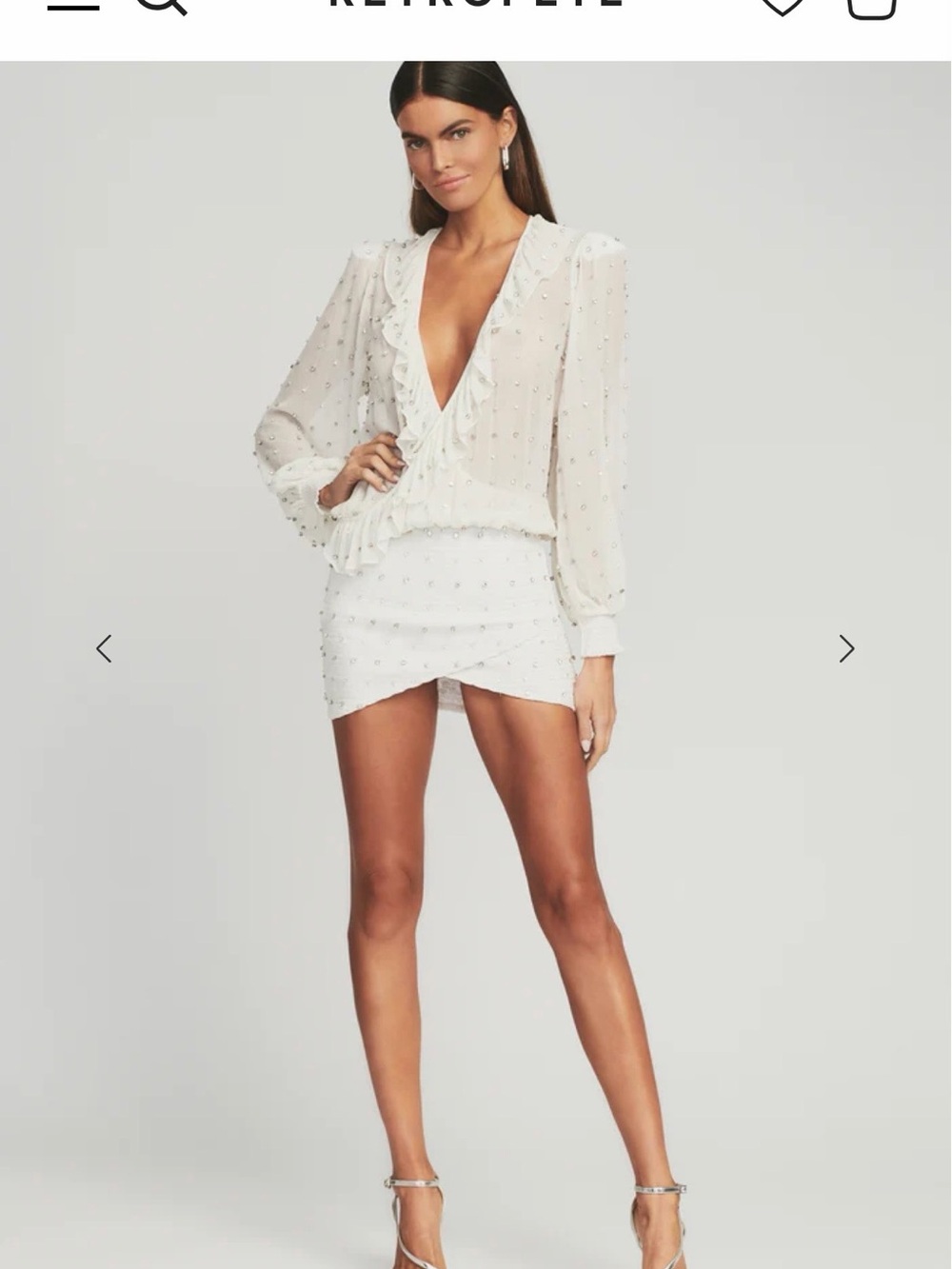Elegant White Mini Dress with Ruffle V-Neck